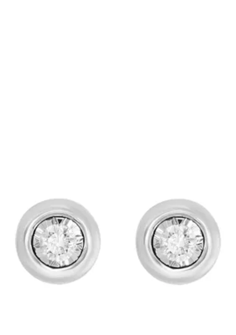 1/5 ct. t.w. Diamond Bezel Earrings in 14k White Gold