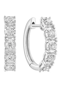 Diamond Hoop Earrings in 14K White Gold