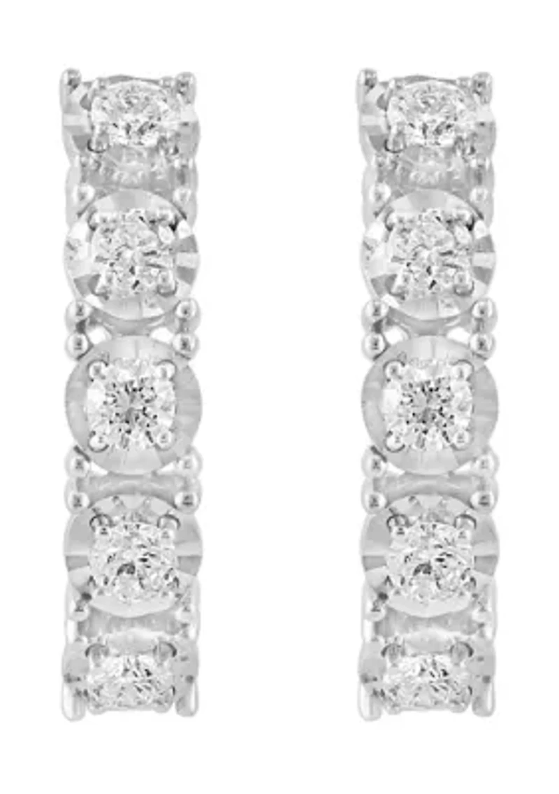 Diamond Hoop Earrings in 14K White Gold