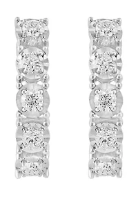 Diamond Hoop Earrings in 14K White Gold