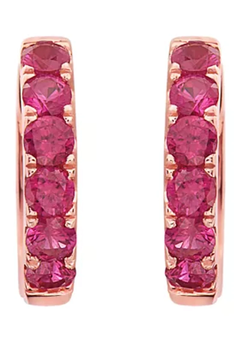 1/2 ct. t.w. Ruby Huggie Earrings in 14k Rose Gold