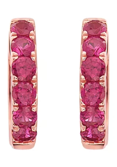 1/2 ct. t.w. Ruby Huggie Earrings in 14k Rose Gold