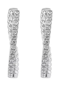1/4 ct. t.w. Diamond Twist Hoop Earrings in 14K White Gold 