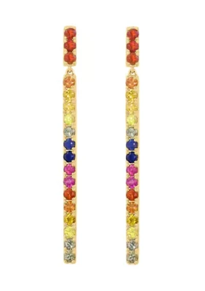 14K Yellow Gold Multi Sapphire Earrings