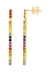  14K Yellow Gold Multi Sapphire Earrings 