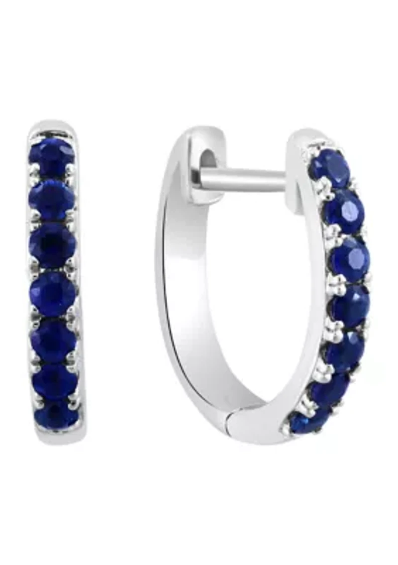 Natural Sapphire Earrings in 14K White Gold
