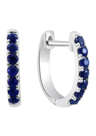 Natural Sapphire Earrings in 14K White Gold