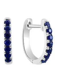Natural Sapphire Earrings in 14K White Gold