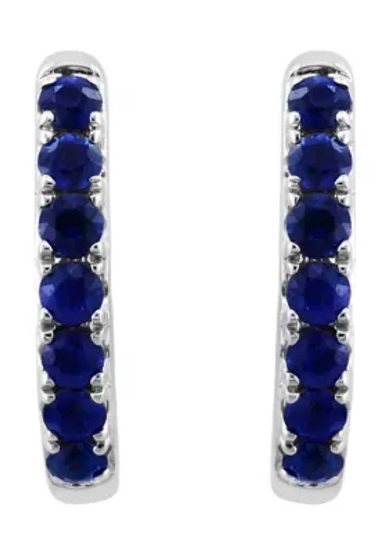 Natural Sapphire Earrings in 14K White Gold