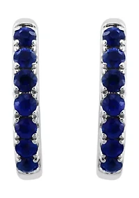 Natural Sapphire Earrings in 14K White Gold