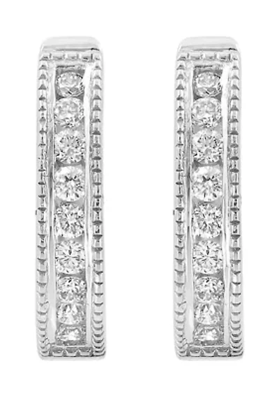 1/5 ct. t.w. Diamond Hoop Earrings in 14K White Gold 