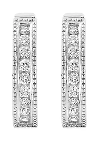 1/5 ct. t.w. Diamond Hoop Earrings in 14K White Gold 