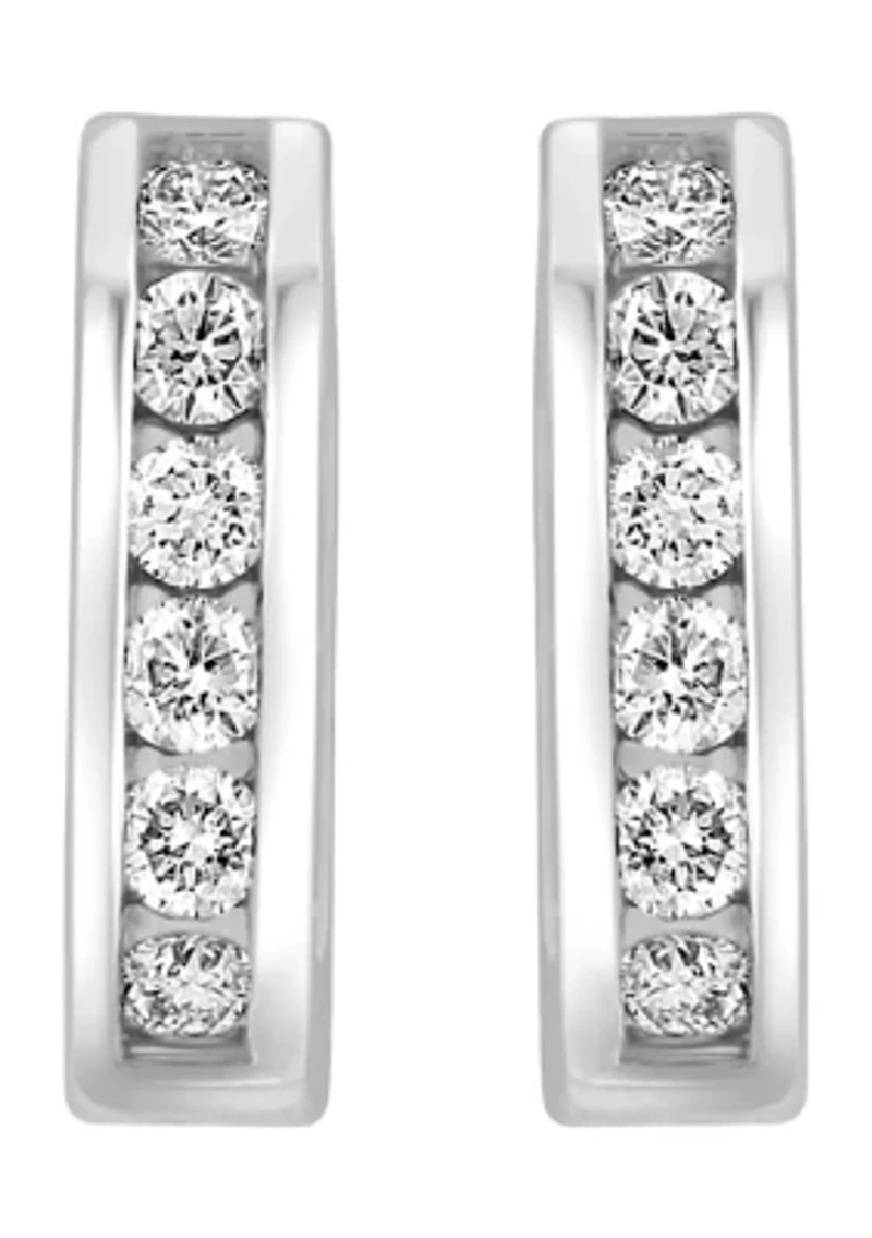 1/2 ct. t.w. Diamond Huggie Earrings in 14K White Gold