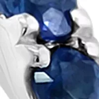 Natural Sapphire Hoop Earrings in Sterling Silver