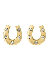 1/10 ct. t.w. Diamond Stud Horseshoe Earrings in 14K Yellow Gold
