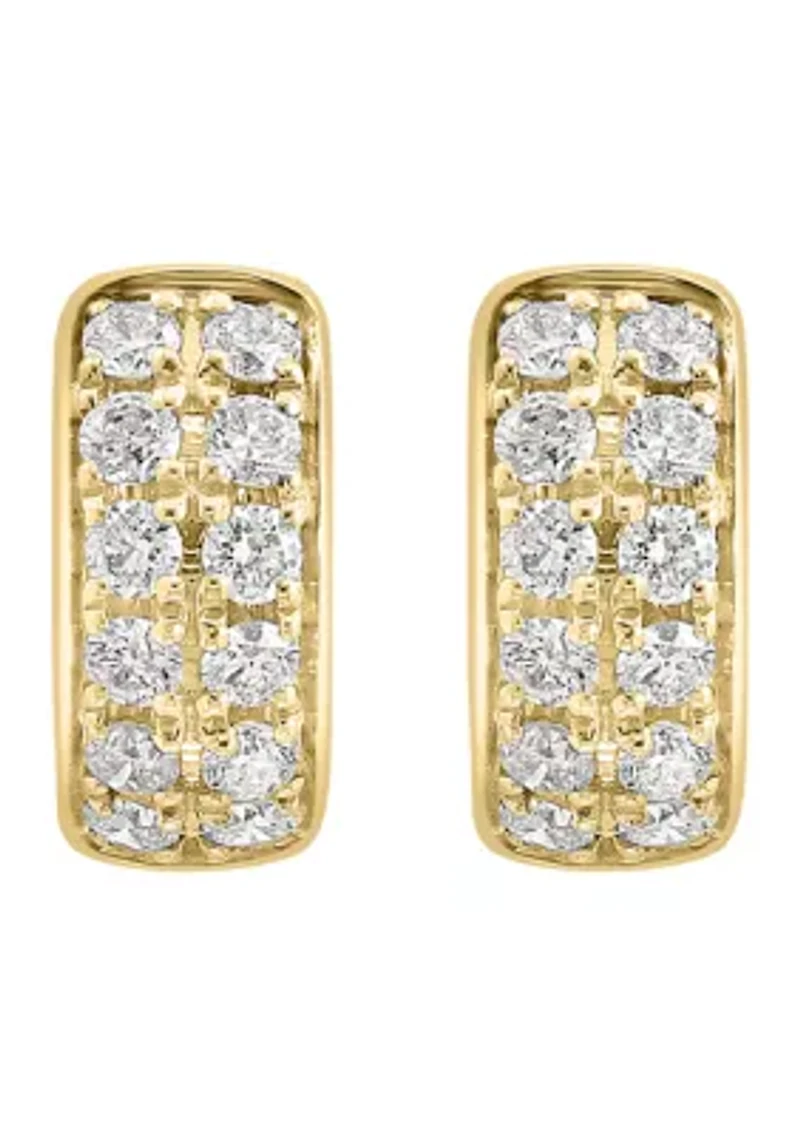 Diamond Hoop Earrings in 14K Yellow Gold