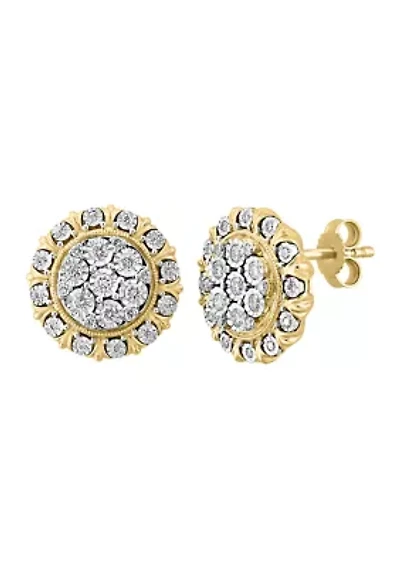 Diamond Earrings in 14K Two Tone Gold