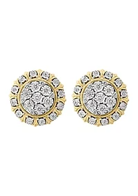 Diamond Earrings in 14K Two Tone Gold