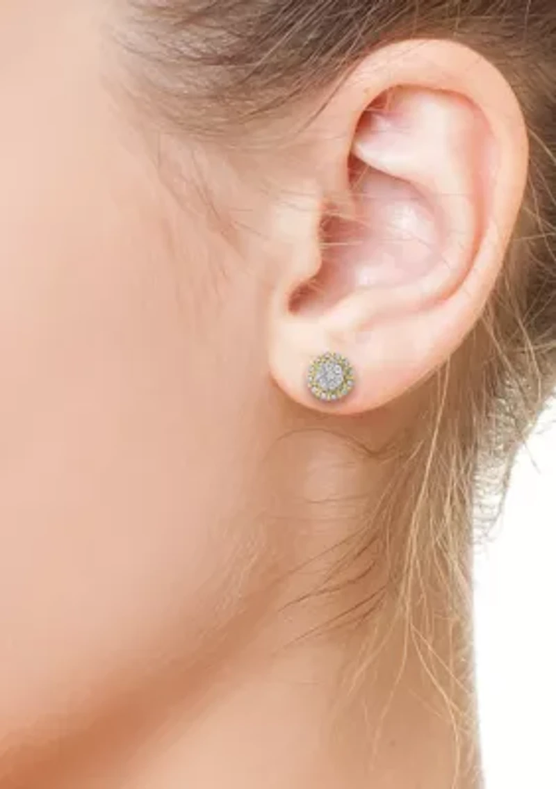 Diamond Earrings in 14K Two Tone Gold