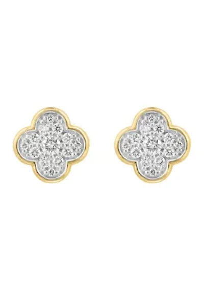 Diamond Earrings in 14K Gold Over Sterling Silver