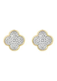 Diamond Earrings in 14K Gold Over Sterling Silver
