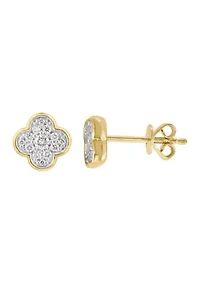 Diamond Earrings in 14K Gold Over Sterling Silver