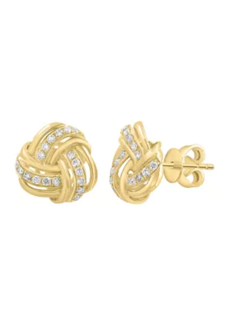14K Yellow Gold Diamond Earrings