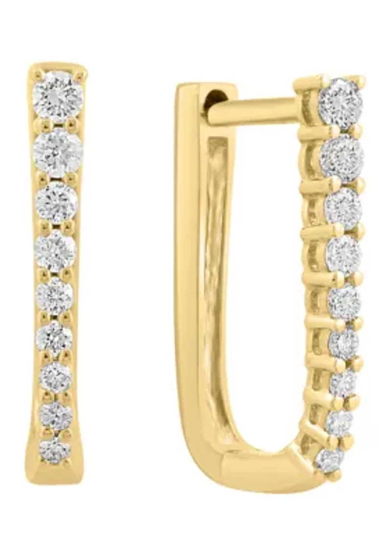 Gold Over Silver Sterling Silver 14K Yellow Plated Diamond Earrings
