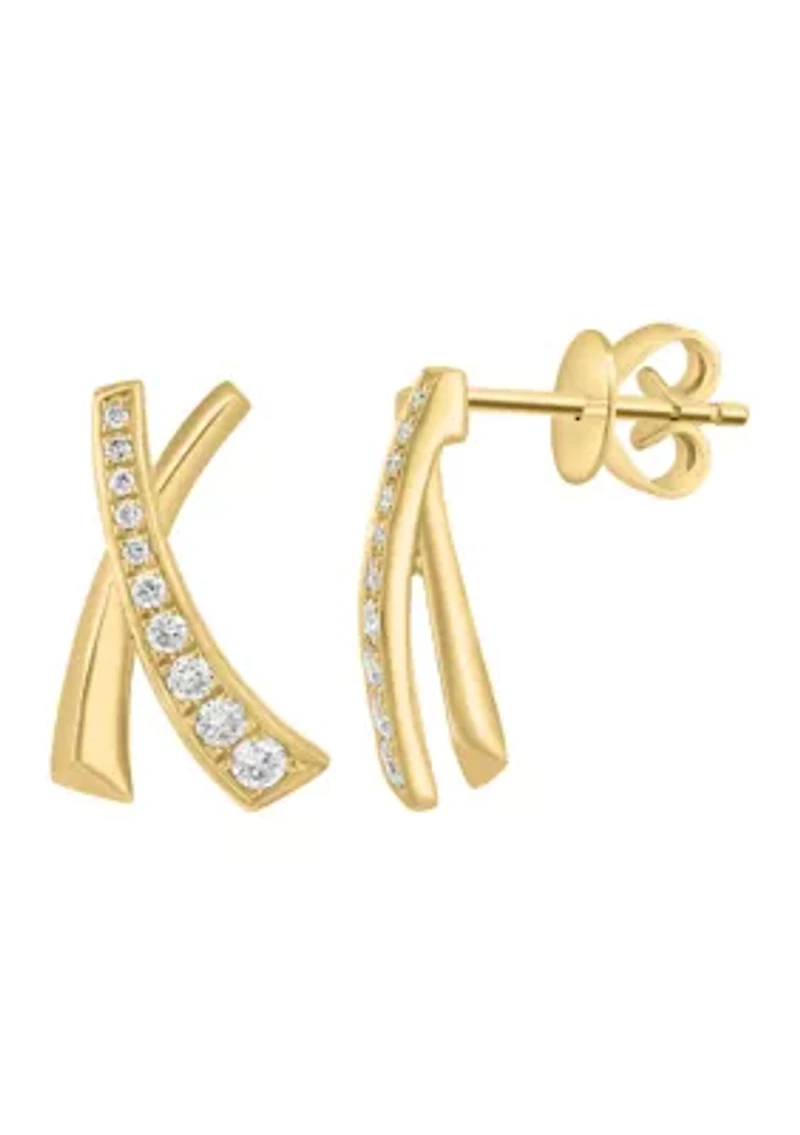 14K Yellow Gold Diamond Earrings