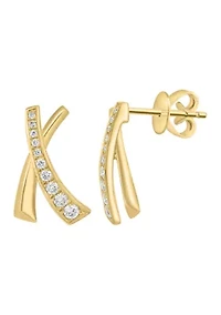 14K Yellow Gold Diamond Earrings