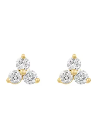 Diamond Earrings in Gold Plated Sterling Silver