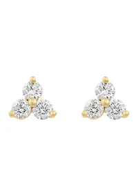 Diamond Earrings in Gold Plated Sterling Silver