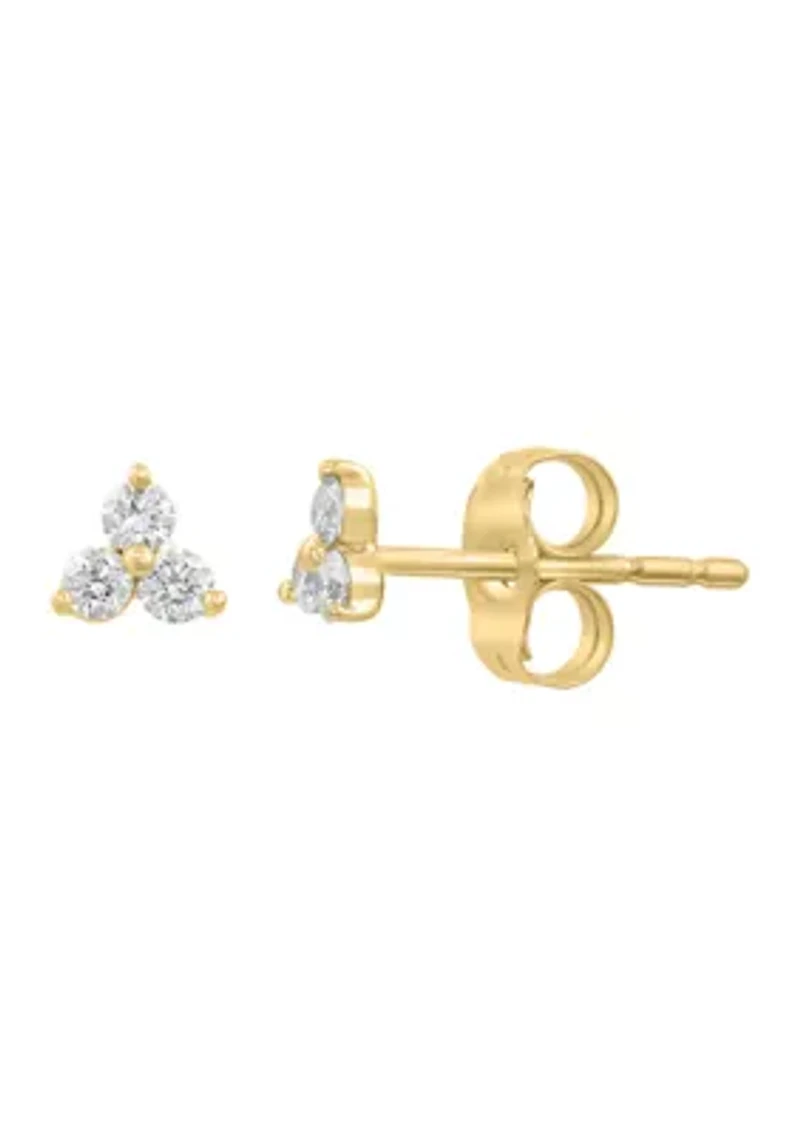 Diamond Earrings in Gold Plated Sterling Silver