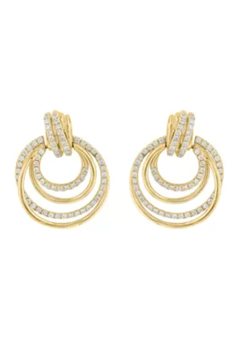 14K Yellow Gold Diamond Earrings