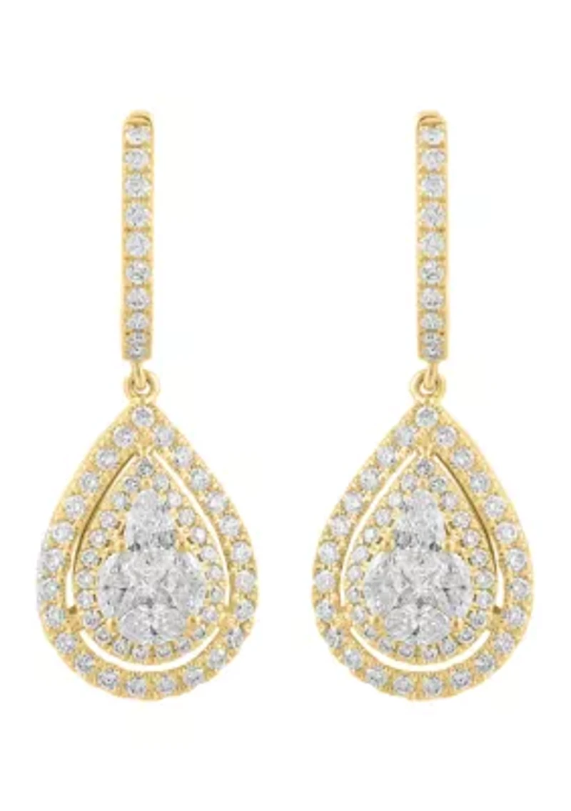 1.12 ct. t.w. Diamond 14k Gold Earrings