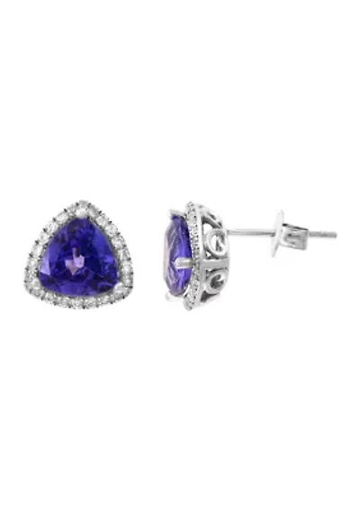 Diamond and Tanzanite Earrings in 14K White Gold