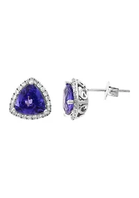 Diamond and Tanzanite Earrings in 14K White Gold