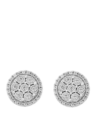 Sterling Silver 1/2 ct. t.w. Diamond Illusion Earrings