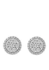 Sterling Silver 1/2 ct. t.w. Diamond Illusion Earrings