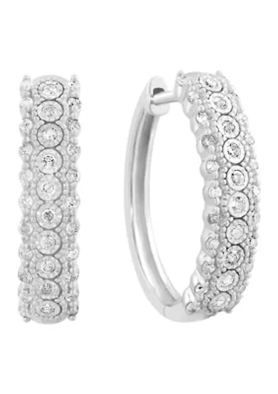 Sterling Silver Diamond Hoops