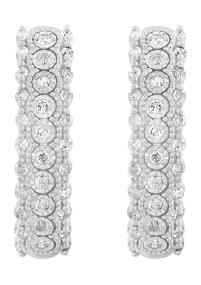 Sterling Silver Diamond Hoops