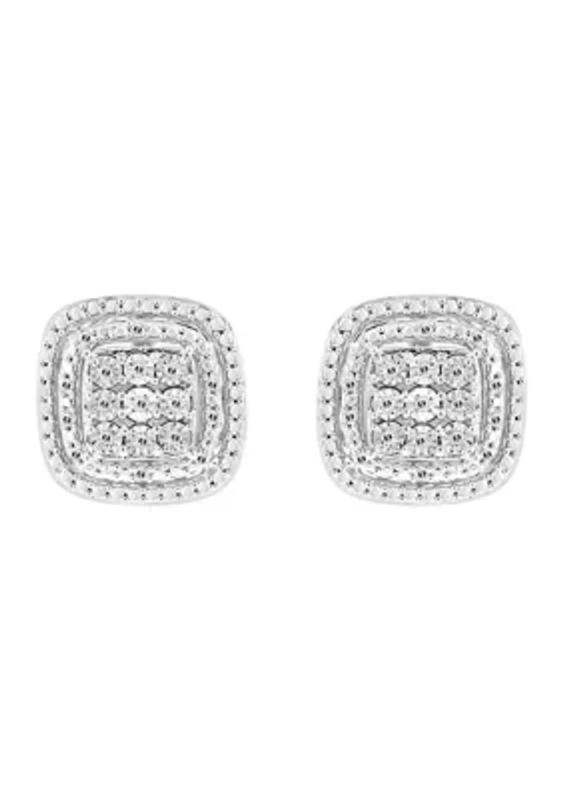 Sterling Silver 1/10 ct. t.w. Diamond Miracle Set Earrings