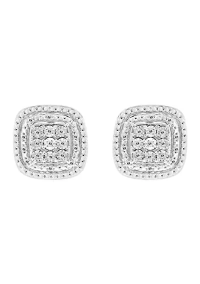 Sterling Silver 1/10 ct. t.w. Diamond Miracle Set Earrings