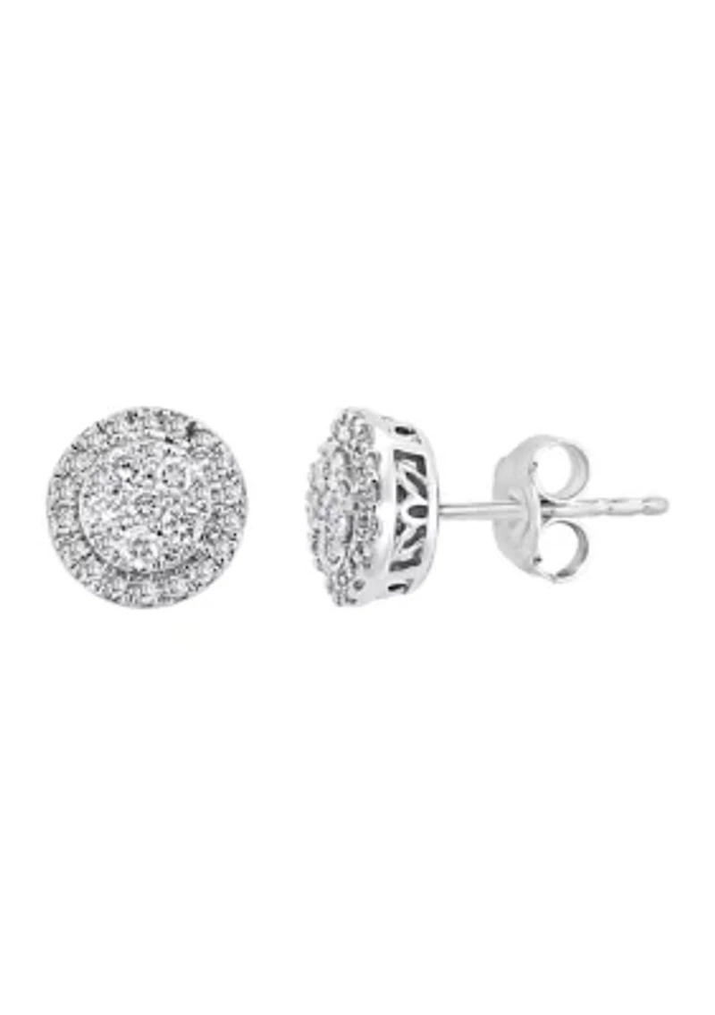 Sterling Silver 1/2 ct. t.w. Diamond Miracle Set Earrings