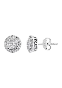 Sterling Silver 1/2 ct. t.w. Diamond Miracle Set Earrings