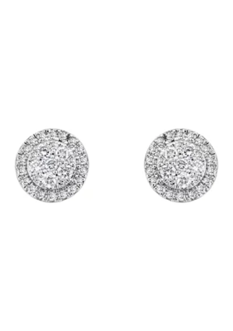 Sterling Silver 1/2 ct. t.w. Diamond Miracle Set Earrings