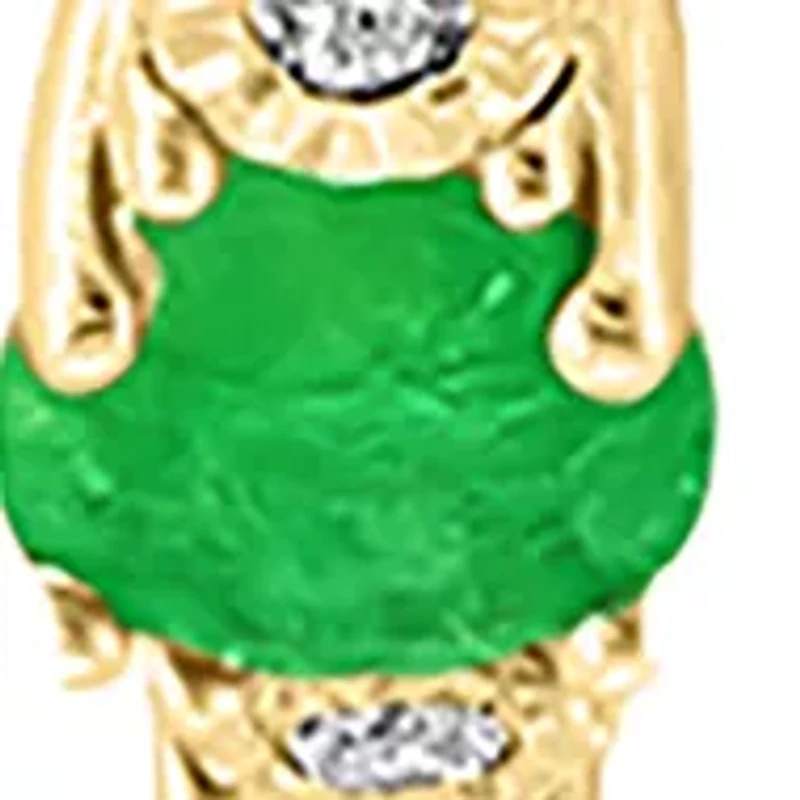 Sterling Silver Plated Diamond Natural Emerald Earrings 