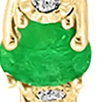 Sterling Silver Plated Diamond Natural Emerald Earrings 