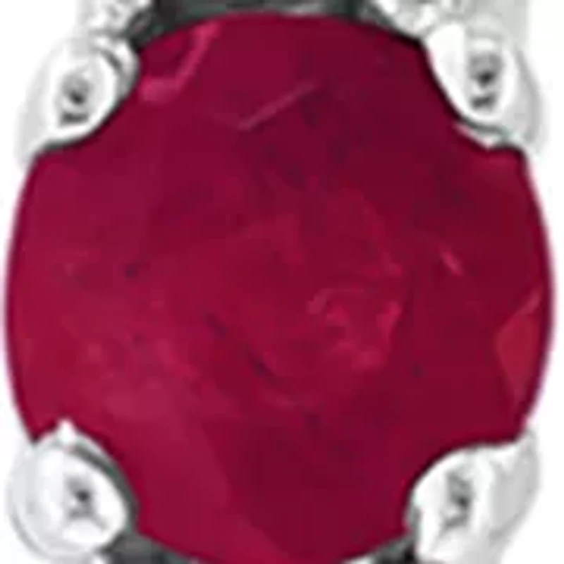 Diamond Natural Ruby Hoop Earrings in Sterling Silver