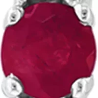 Diamond Natural Ruby Hoop Earrings in Sterling Silver